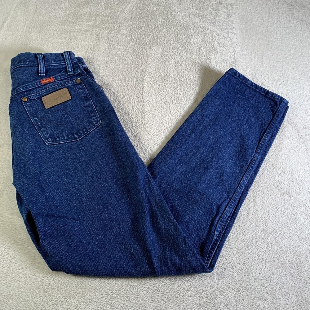 Vintage Wrangler Jeans Womens 11 X 32 Blue High Rise Straight USA Made 14MWZIB